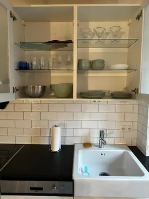 Küche/Küchenzeile in der Unterkunft Wohnung Hartsee