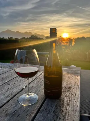 Ein allgemeiner Bergblick oder ein Berglick von des Ferienhauses aus
