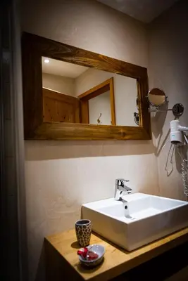 Ein Badezimmer in der Unterkunft Obernacher Hof