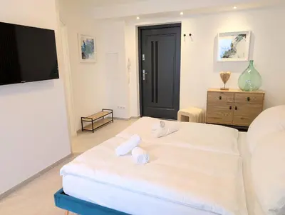 Ein Bett oder Betten in einem Zimmer der Unterkunft Neu! Münchner Oase mit zwei Terassen