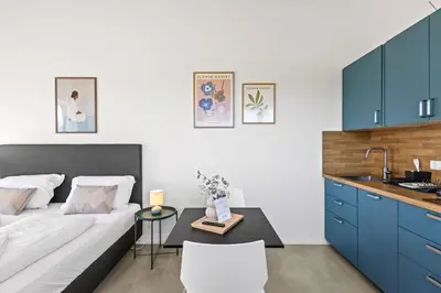 Küche/Küchenzeile in der Unterkunft Moderne Apartments mit Küche, WLAN & Parkplatz - ruhige Lage