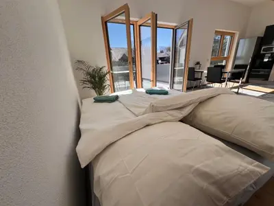 Ein Sitzbereich in der Unterkunft Fünf-Seen-Retreat