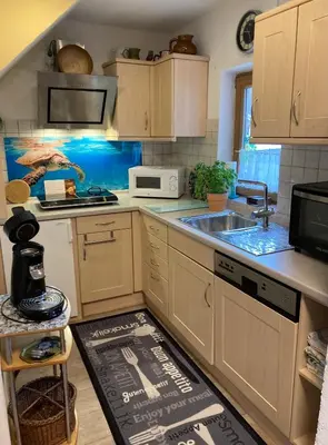 Küche/Küchenzeile in der Unterkunft Ferienwohnung Erika
