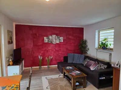 Ein Sitzbereich in der Unterkunft Ferienwohnung Erika