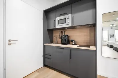 Küche/Küchenzeile in der Unterkunft Homaris Apartments Isartor