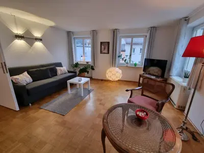 Ein Sitzbereich in der Unterkunft Ferienwohnung Dreierlei