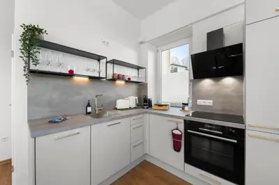 Küche/Küchenzeile in der Unterkunft Liebelei Miesbach Boutique Apartment - 2 Min zum Bahnhof, eigener Parkplatz