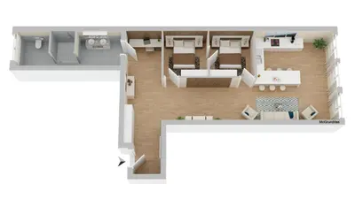 Grundriss der Unterkunft Munich Top Place direkt am Karlsplatz - Stachus 70 qm mit 2 Schlafzimmer Apartment Mila