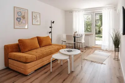 Ein Sitzbereich in der Unterkunft Apartment mit Terrasse & Parkplatz in Bad Wörishofen - Skyrise