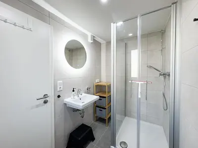 Ein Badezimmer in der Unterkunft Apartment mit Terrasse & Parkplatz in Bad Wörishofen - Skyrise