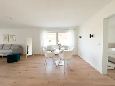 Ein Sitzbereich in der Unterkunft Apartment mit Küche & Balkon in Bad Wörishofen - Skyrise