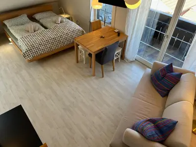 Ein Bett oder Betten in einem Zimmer der Unterkunft Fischbacher Hof Studio Nr 9
