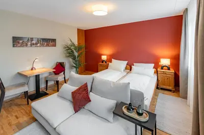 Ein Sitzbereich in der Unterkunft Apartments Bauer