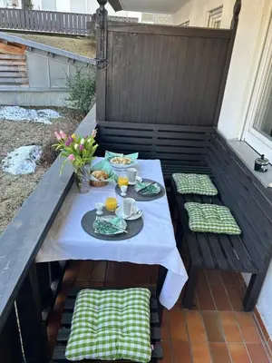Ein Balkon oder eine Terrasse in der Unterkunft Isarperle Fewo