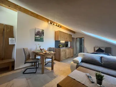 Ein Sitzbereich in der Unterkunft Gästehaus Eicherhof