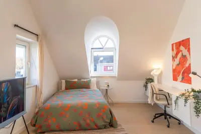 Ein Bett oder Betten in einem Zimmer der Unterkunft Boutique Apartment in Freising, nahe München und Flughafen München