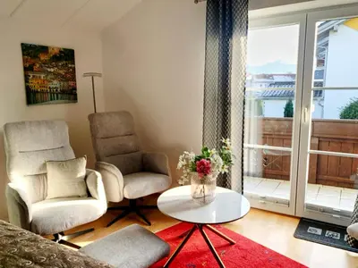 Ein Sitzbereich in der Unterkunft Prestige-Apartment-Chiemsee
