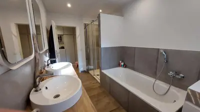 Ein Badezimmer in der Unterkunft Wolke 1