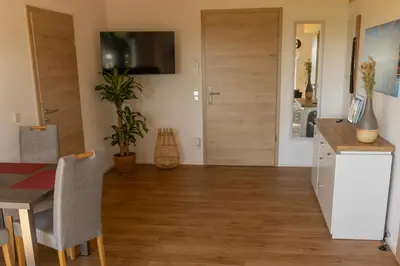TV/Unterhaltungsangebot in der Unterkunft Beautiful new building attic apartment Viktoria
