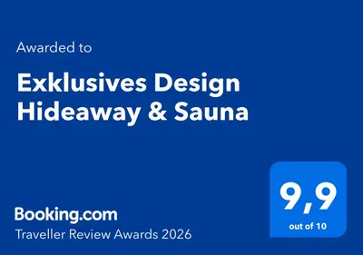 Ein Zertifikat, Auszeichnung, Logo oder anderes Dokument, das in der Unterkunft Exklusives Design Hideaway & Sauna ausgestellt ist