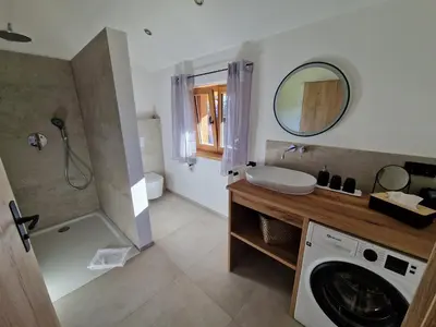 Ein Badezimmer in der Unterkunft Bauernhofchalet Geigerhof