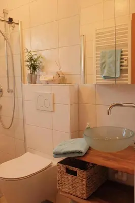 Ein Badezimmer in der Unterkunft Ammergaufeeling mit einmaligem Bergblick und Terrasse