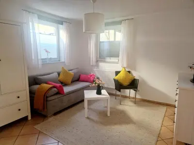 Ein Sitzbereich in der Unterkunft See-Moment-Appartment