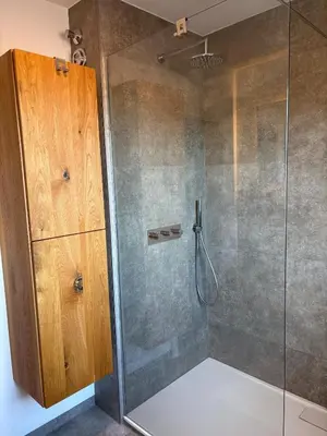 Ein Badezimmer in der Unterkunft Ferienwohnung mit Herz Chiemsee