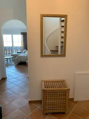 Ein Bett oder Betten in einem Zimmer der Unterkunft Ferienwohnung mit Herz Chiemsee