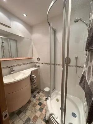 Ein Badezimmer in der Unterkunft Alpspitzenblick