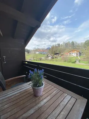 Ein Balkon oder eine Terrasse in der Unterkunft Ferienwohnung am Mühlbach