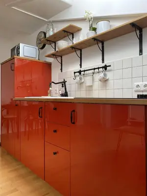 Küche/Küchenzeile in der Unterkunft Ferienwohnung am Mühlbach