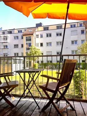 Ein Balkon oder eine Terrasse in der Unterkunft Wonderful apartment with SAUNA
