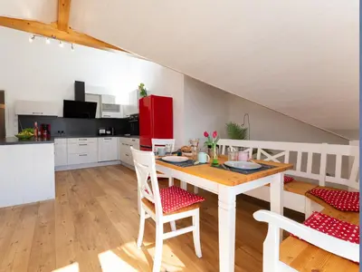 Küche/Küchenzeile in der Unterkunft Ferienwohnung Anemone - 4 Zimmer mit Bergblick & Alpenflair