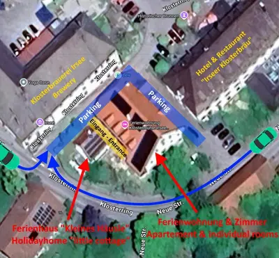 Grundriss der Unterkunft Ferienwohnung KIostermühle Irsee - Parkplätze, Spielplatz, Biergarten, Badesee, E-Auto Ladepunkt