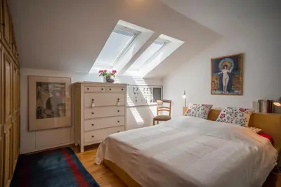 Ein Bett oder Betten in einem Zimmer der Unterkunft Apartment Kaiserpanorama