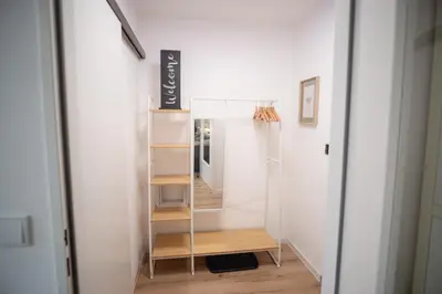 Ein Etagenbett oder Etagenbetten in einem Zimmer der Unterkunft Cozy apartment with pool I U-Bahn