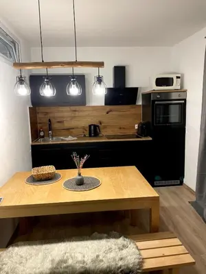 Küche/Küchenzeile in der Unterkunft Cozy studio in Garmisch, central, mountain view