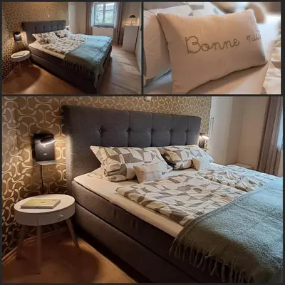 Ein Bett oder Betten in einem Zimmer der Unterkunft Holledauer Hopfakammerl