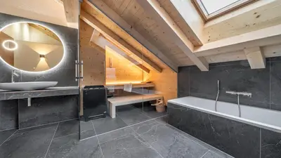 Ein Badezimmer in der Unterkunft Alpenchalet am Hirschbach