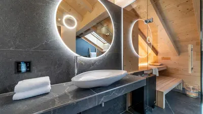 Ein Badezimmer in der Unterkunft Alpenchalet am Hirschbach