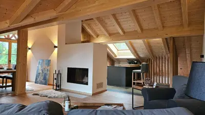 Ein Sitzbereich in der Unterkunft Alpenchalet am Hirschbach
