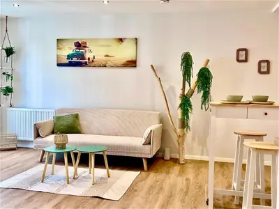 Ein Sitzbereich in der Unterkunft Altstadt INsel - workaction - free parking - Audi - Balkon - Aufzug