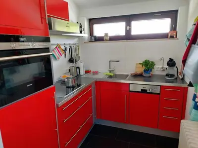 Küche/Küchenzeile in der Unterkunft Ferienhaus Berge und See mit Whirlpool und Sauna