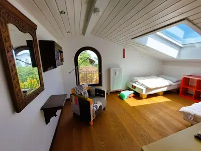 Ein Bett oder Betten in einem Zimmer der Unterkunft Ferienhaus Berge und See mit Whirlpool und Sauna