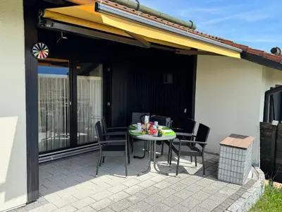 Ein Balkon oder eine Terrasse in der Unterkunft Ferienhaus-31 in Lechbruck am See, 4 Sterne zertifiziert, Allgäu