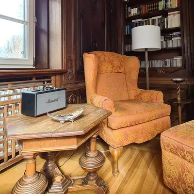 Ein Sitzbereich in der Unterkunft Haus am Bach