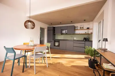 Küche/Küchenzeile in der Unterkunft Ferienwohnung Heberle