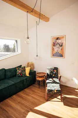 Ein Sitzbereich in der Unterkunft Ferienwohnung Heberle