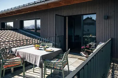 Ein Balkon oder eine Terrasse in der Unterkunft Ferienwohnung Heberle